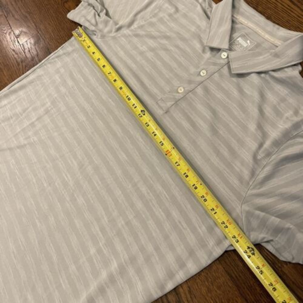 PUMA Golf Stripe Print Dry Cell Technology Performance Polo Shirt Large Gray - Picture 3 of 5